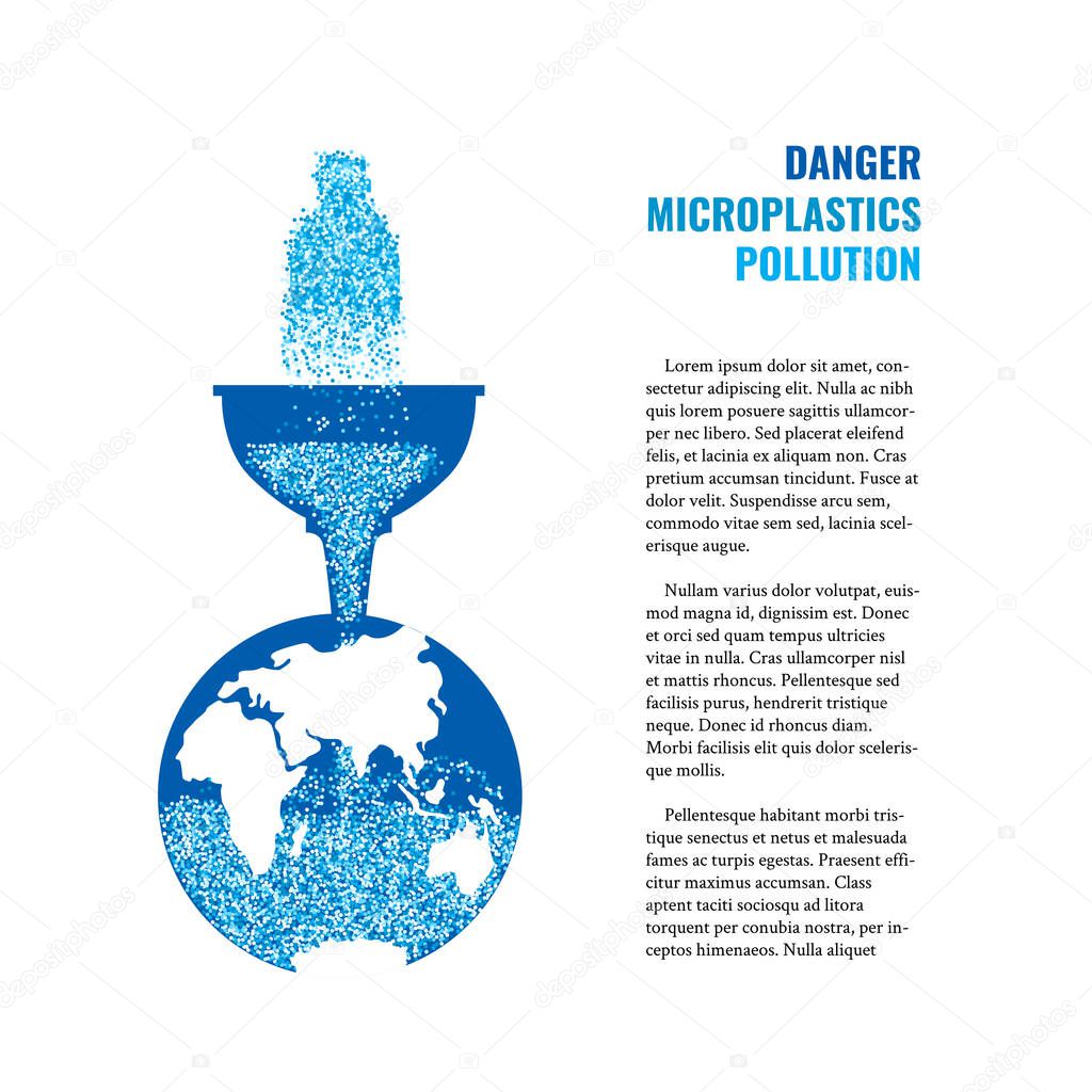 Of microplastics in the water vector banner.