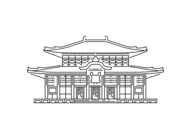 Japon geleneksel binanın vektör çizgi sanat tarzı Illustration