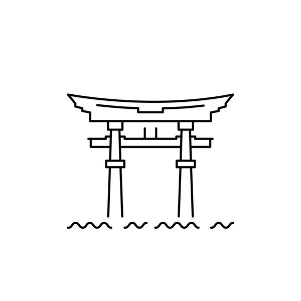 Ιαπωνική πύλη, την πύλη του ναού για τη λίμνη biwa — Διανυσματικό Αρχείο