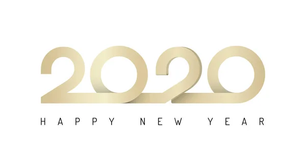 2020 ribbon lettering golden New Year sign on winter holiday background