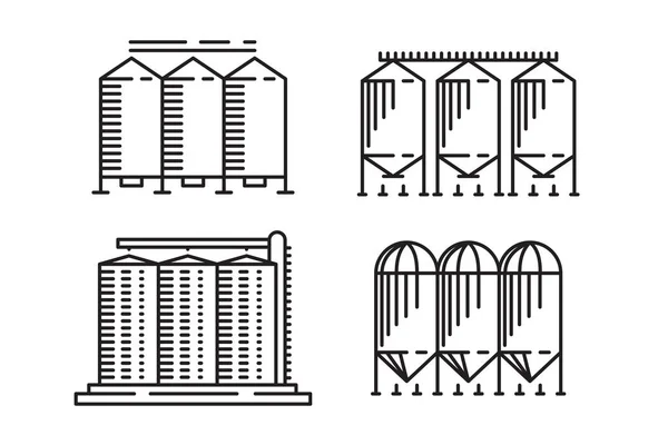 Σιλό διάρθρωση σχέδιο σχεδιασμού από τη γεωργία, απλό στοιχείο τέχνης γραμμή σιταποθήκη — Διανυσματικό Αρχείο