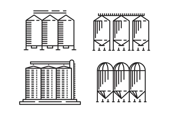 Silo esboço conceito de design da agricultura, elemento de arte linha de celeiro simples —  Vetores de Stock