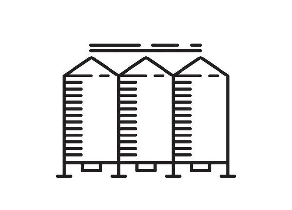 Σιλό διάρθρωση σχέδιο σχεδιασμού από τη γεωργία, απλό στοιχείο τέχνης γραμμή σιταποθήκη — Διανυσματικό Αρχείο