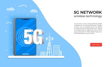 5g ağ kablosuz teknoloji vektör web afiş