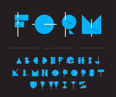 Geometrik şekiller Alfabe'yi oluşturur. Vektör harf kümesi