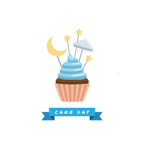 Día de la torta Vector Ilustración. Adecuado para tarjeta de felicitación — Archivo Imágenes Vectoriales