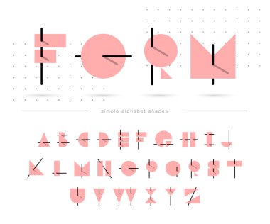Memphis düz çizgi alfabe geometrik komik yazı tipi basit şekiller