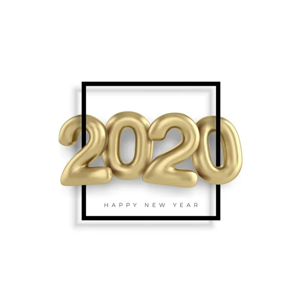 2020 Felice anno nuovo oro 3d cantare numeri — Vettoriale Stock
