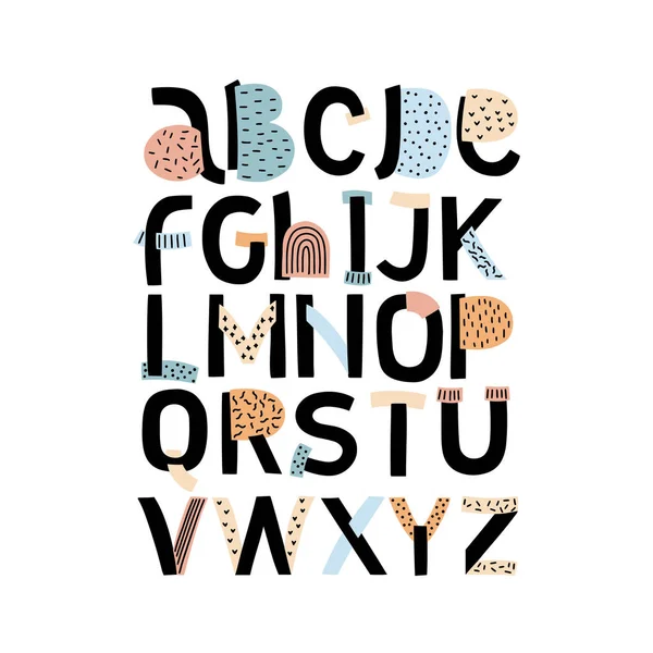 Creatieve vector ABC alfabet minimale hand getrokken — Stockvector