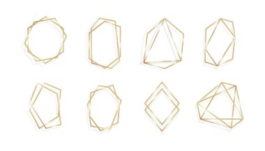 Geometrik altın çerçeve davetiye seti arka plan çizgi sanatı isolared