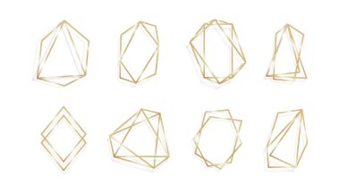 Altın Çokgen lüks çerçeveler vektör seti koleksiyonu