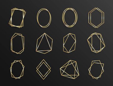 Altın Çokgen lüks çerçeveler vektör seti koleksiyonu