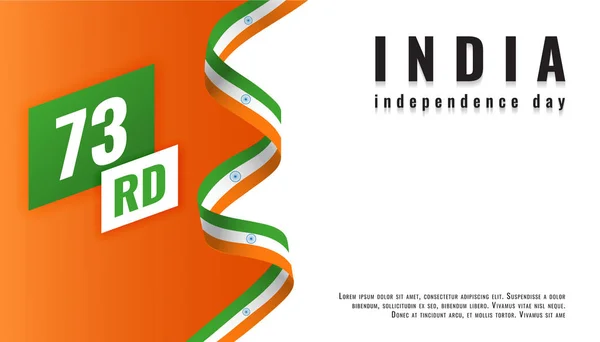 Bandeira nacional indiana fita feliz Dia da Independência Índia — Vetor de Stock