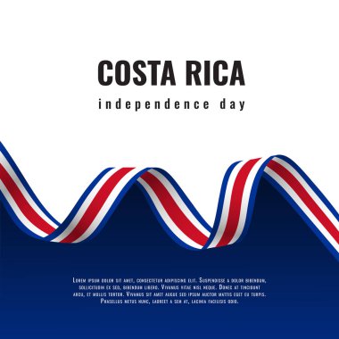 Kosta Rika Bağımsızlık Günü kurdele afiş illüstrasyon