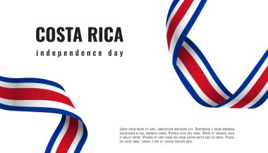 Kosta Rika Bağımsızlık Günü kurdele afiş illüstrasyon