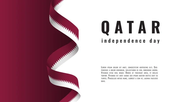 Banner de celebração do dia da independência do Qatar com fita — Vetor de Stock