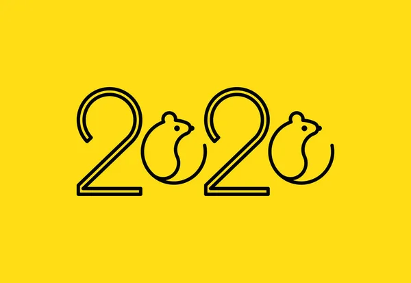 Projeto de letras tipo visão logotipo 2020 com rato — Vetor de Stock