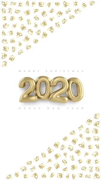 Layouts de história de mídia social 3d inscrição de ouro 2020 — Vetor de Stock