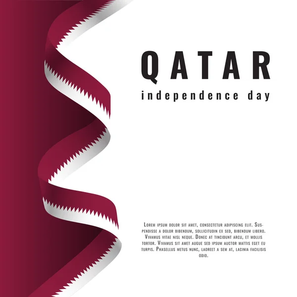 리본이 달린 카타르 독립기념일 축하 배너 — 스톡 벡터