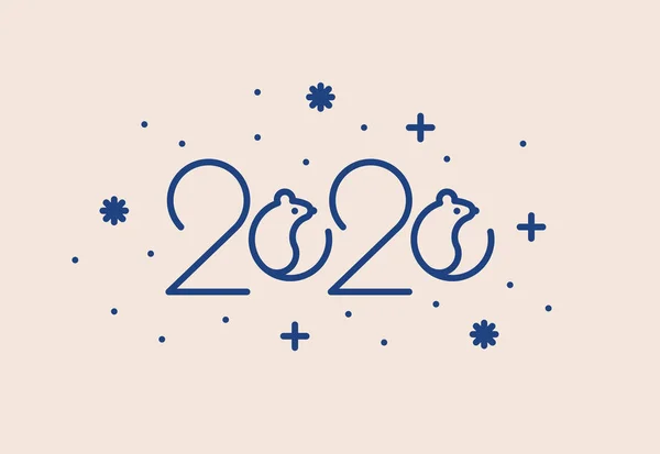 Linea di visione 2020 disegno logo lettering con ratto — Vettoriale Stock