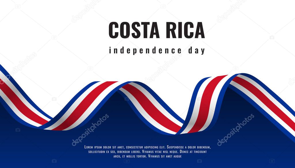 Costa Rica Independence Day ribbon banner illustration