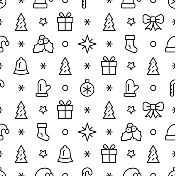 Modèle simple de Noël sans couture avec les symboles des vacances de Noël — Image vectorielle