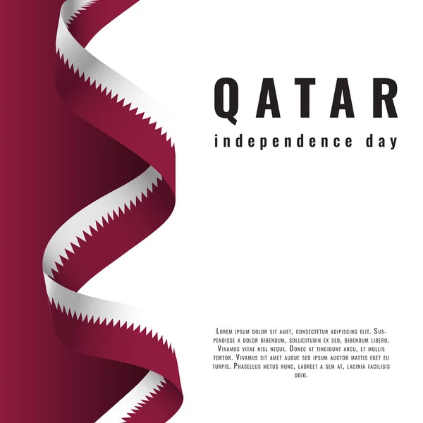 Banner de celebração do dia da independência do Qatar com fita — Vetor de Stock