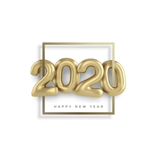 2020 Felice anno nuovo oro 3d cantare numeri — Vettoriale Stock
