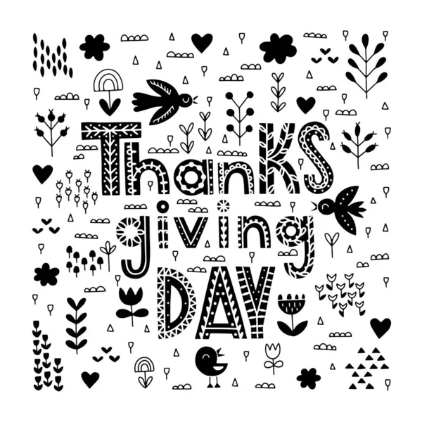 Hand drawn Happy Thanksgiving day text typography — Stock Vector