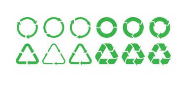 Çöp geri dönüşüm logosu. Yeniden kullan Geri dönüşümü azalt.