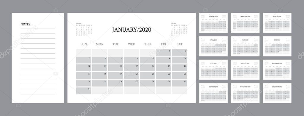 Calendario 2021 Plantilla Planificador Vector Diario En Un Estilo Minimalista 2023 
