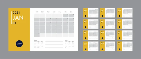 Calendrier 2021 modèle planificateur vectoriel journal dans un style minimaliste Vecteurs De Stock Libres De Droits