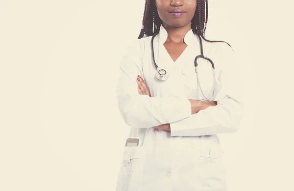 Serious Female american african doctor, nurse woman wearing medi — Stock Photo, Image