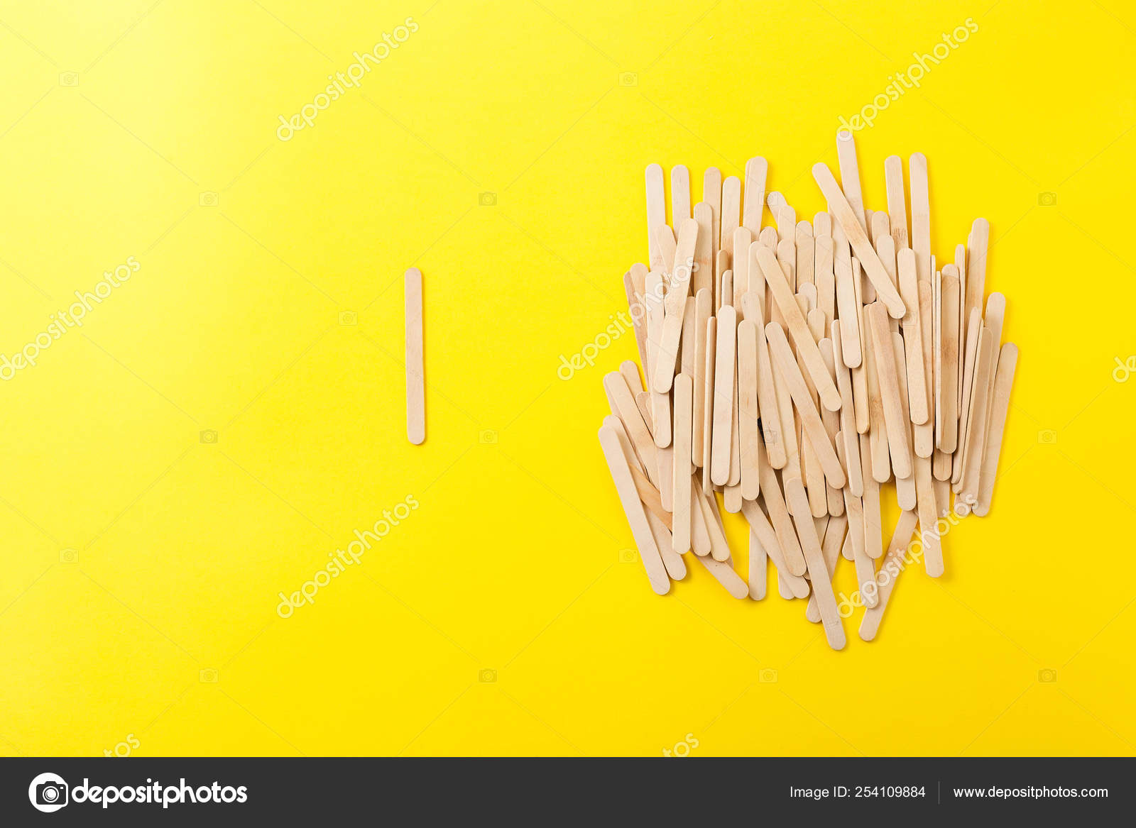 One and Many Wooden Ice Cream Sticks in Heap on White Background. Concept  Gray Crowd and Individual Stock Image - Image of abstract, sticks: 143370295