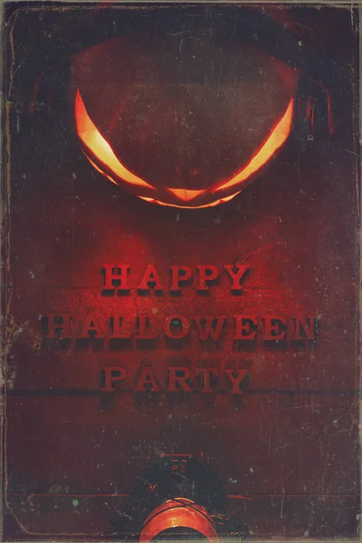 Het concept van Halloween. Gloeiend kwaad eng pompoen met headph — Stockfoto