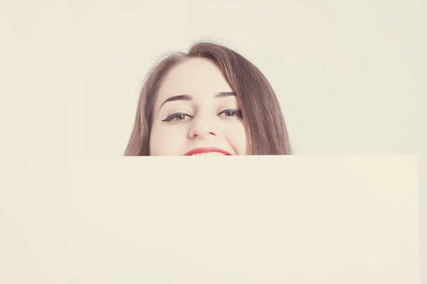 Model plus size with sweet donut, happy surprised girl posing, i — Stock Photo, Image