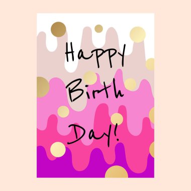 Happy birthday cake layers card design. clipart