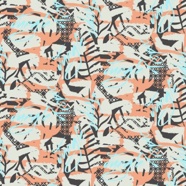 Fırça kalın doku kesintisiz mavi ve mercan deseni.