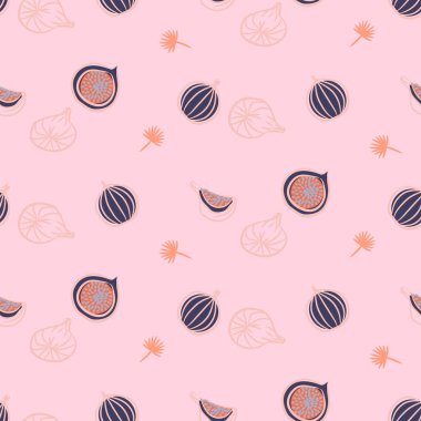 İncir meyve sıcak pembe sorunsuz vektör desen.