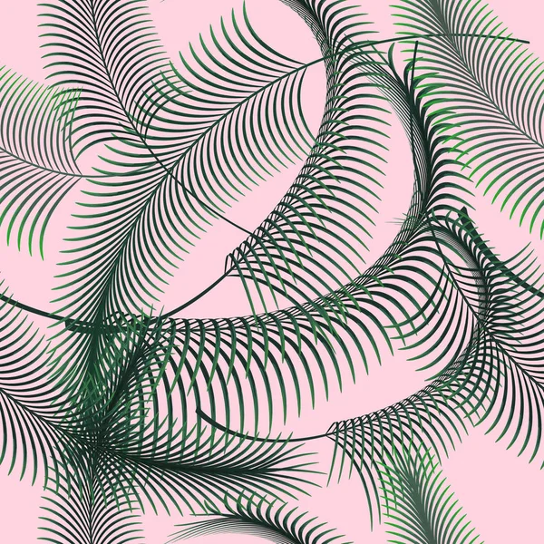 Botaniky palm listy na růžovém pozadí módní vzor bezešvé. — Stockový vektor