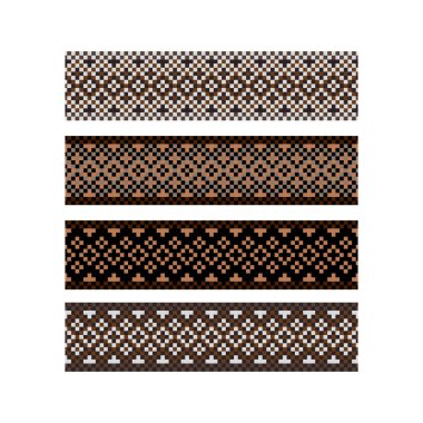 Boncuklu sınır tasarım desen kahverengi renk çizgili. Dikiş kayış kemer sınır renk örneği vektör çapraz.