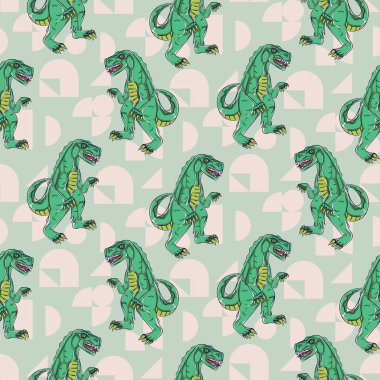 Sürüngen canavar çocuk kesintisiz vektör desen.