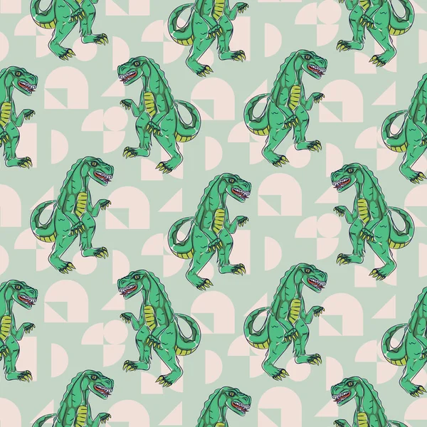 Sürüngen canavar çocuk kesintisiz vektör desen.