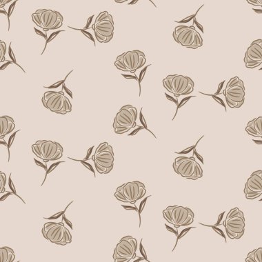 Basit kahverengi çiçek desen vektör tasarımı.