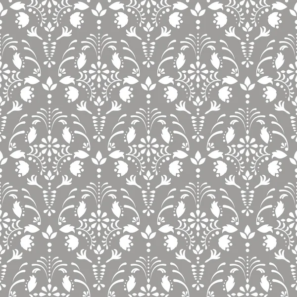 Gris damassé floral motif vectoriel sans couture . — Image vectorielle