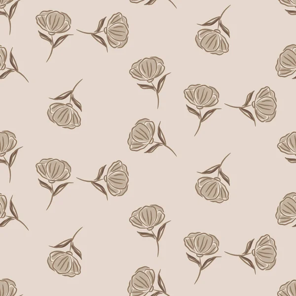 Einfache braune Blume Muster Vektor-Design. — Stockvektor