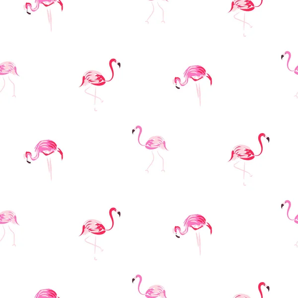 Flamingo pink cartoon hand drawn seamless pattern. — Stock Vector