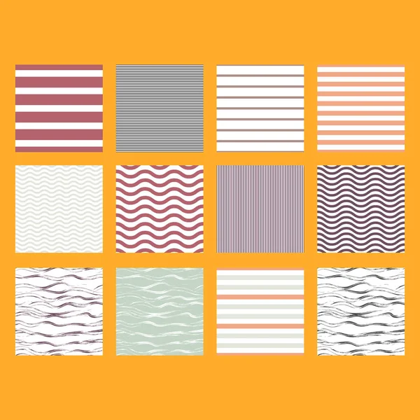 Set stripe naadloze ontwerp voor behang patroon, weefsel afdrukken en wikkel papier. — Stockvector