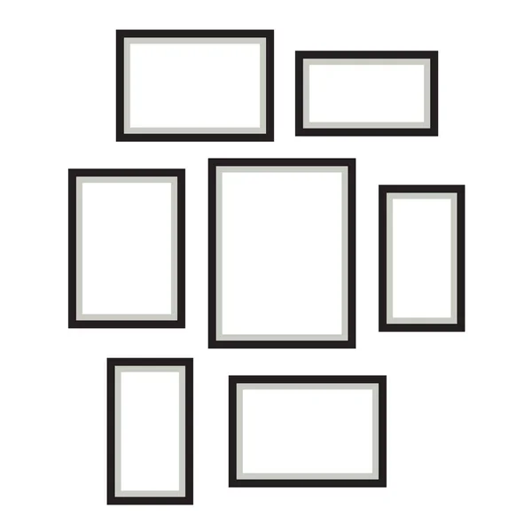 Photo frame template vector set hanging on wall. — Stock Vector