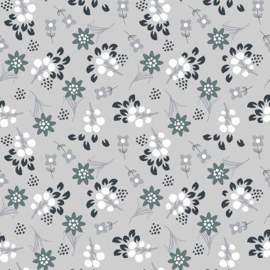 Çiçek gri sorunsuz vektör desen.
